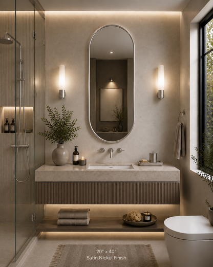 Aria™ Capsule Mirror in Satin Nickel, 20"x40"