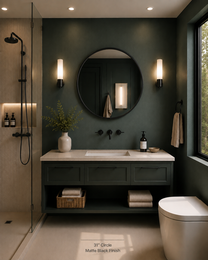 Dario™ Circle Mirror in Matte Black, 31" Dia.