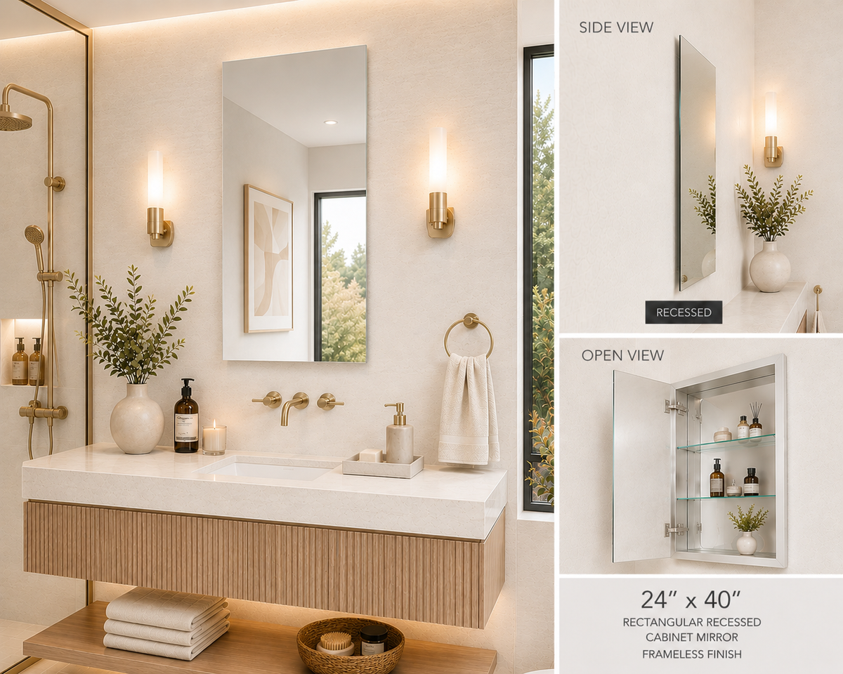 Kova Rectangular Frameless Mirror Cabinet