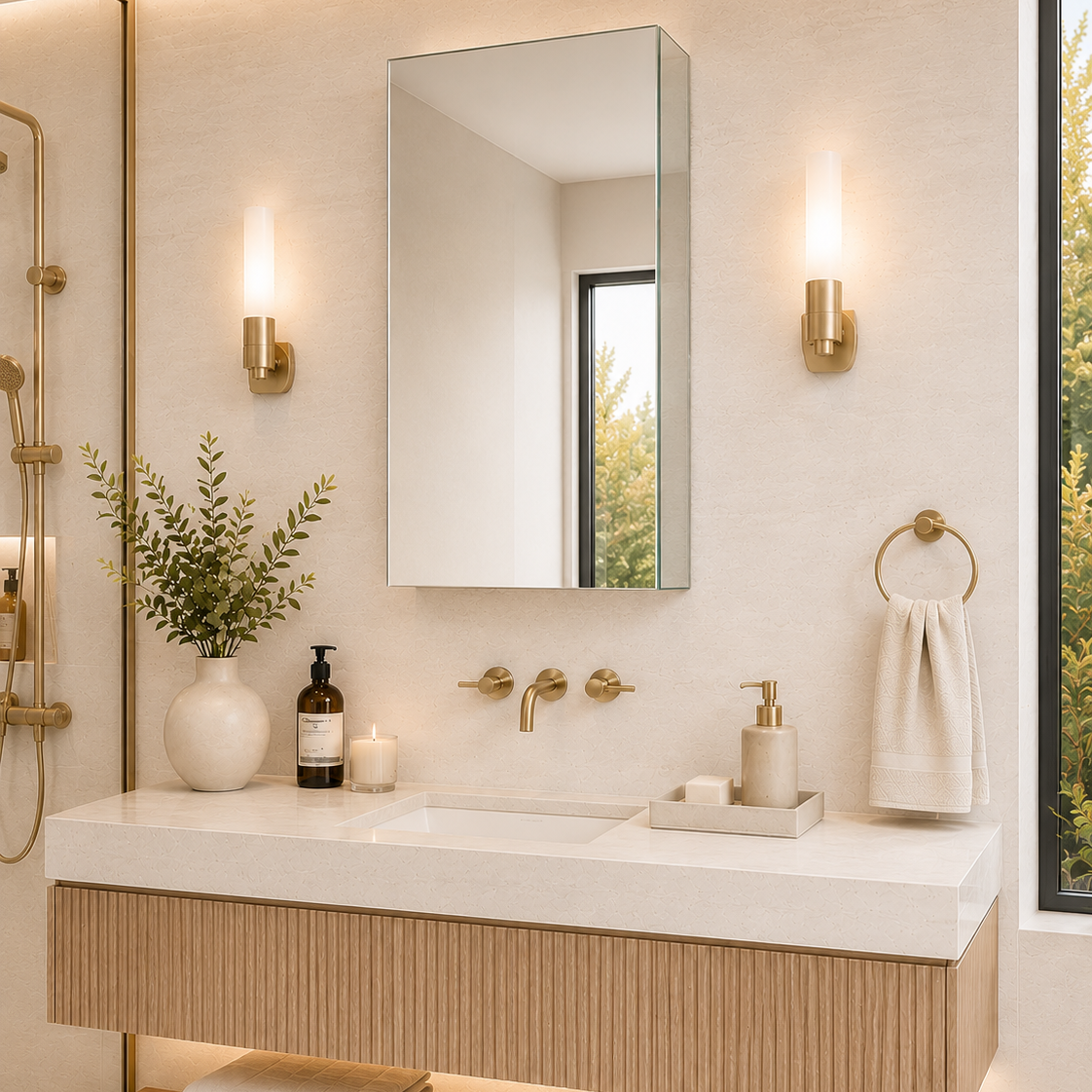 Kova Rectangular Frameless Mirror Cabinet surface mount