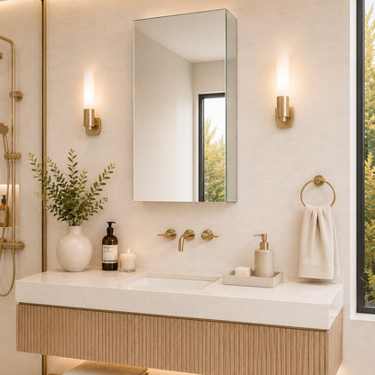 Kova Rectangular Frameless Mirror Cabinet surface mount
