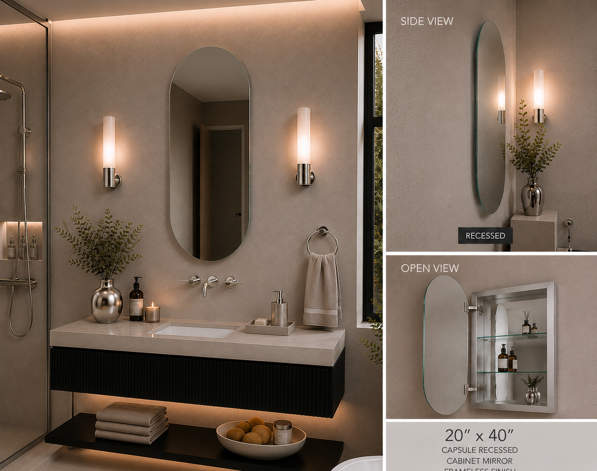 Voss Capsule Cabinet Mirror Frameless Aluminum