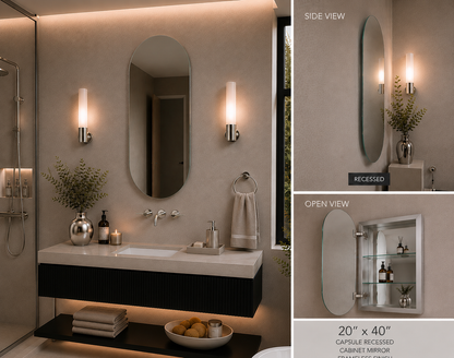 Voss Capsule Cabinet Mirror Frameless Aluminum